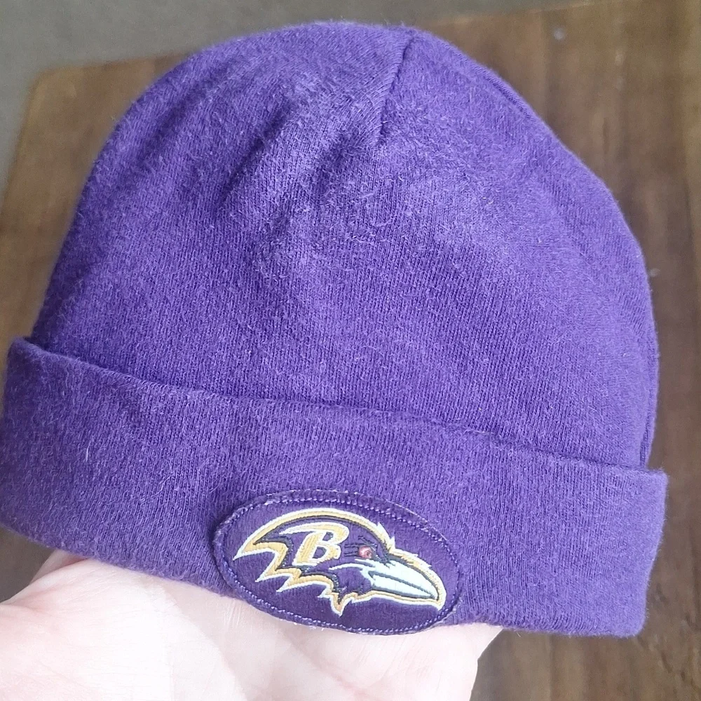 NFL Ravens Purple Baby Beanie with Team Logo